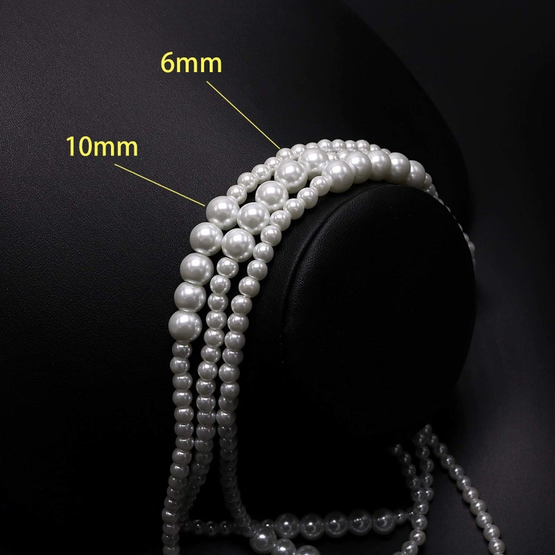 Aisansty Long Pearl Necklace for Women 69" White Faux Pearl Beads Strand Layered Necklace - Image 5